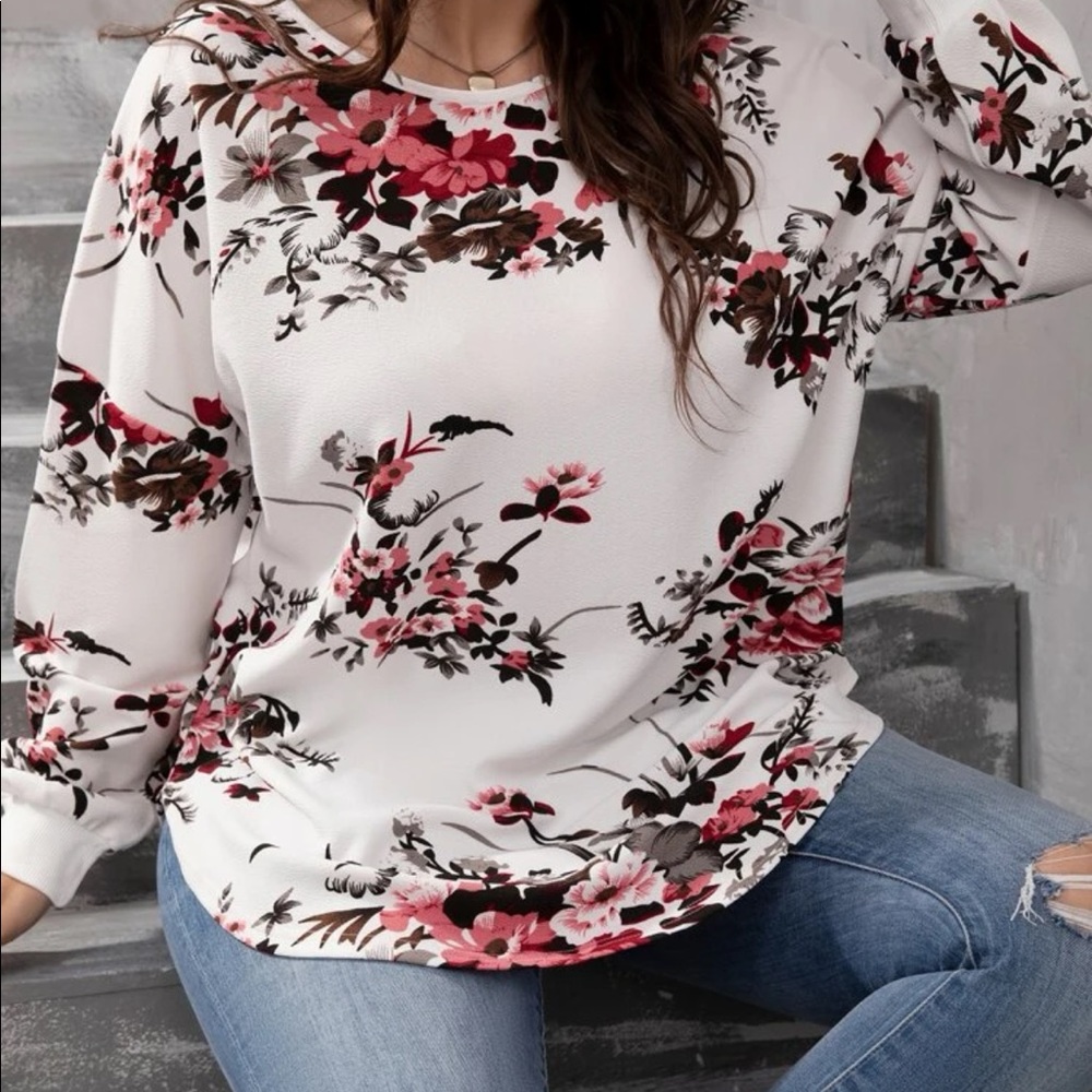SHEIN white floral top